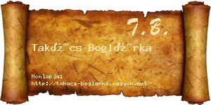 Takács Boglárka névjegykártya